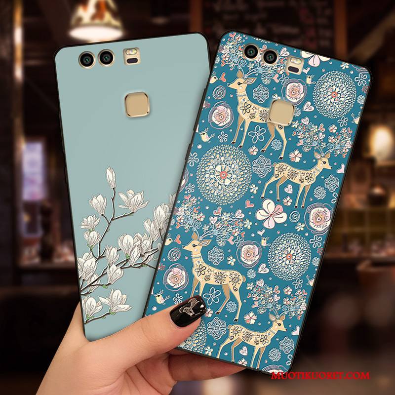 Huawei P9 Kuori Murtumaton Silikoni Kohokuviointi Pehmeä Neste Puhelimen Kuoret Kotelo