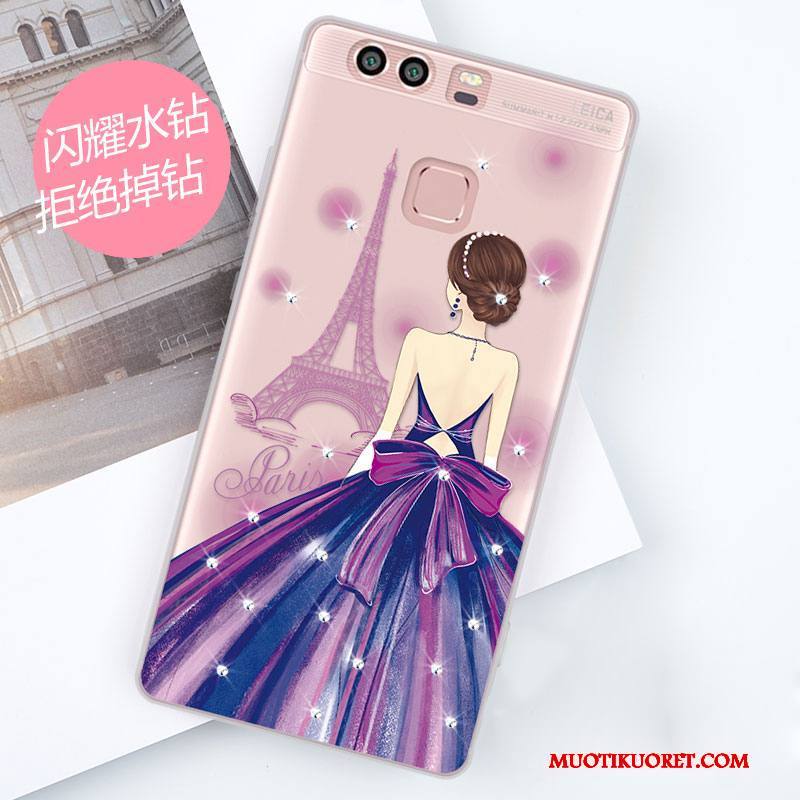 Huawei P9 Plus Kuori Ihana Violetti Strassi Persoonallisuus Suuntaus Luova Sarjakuva