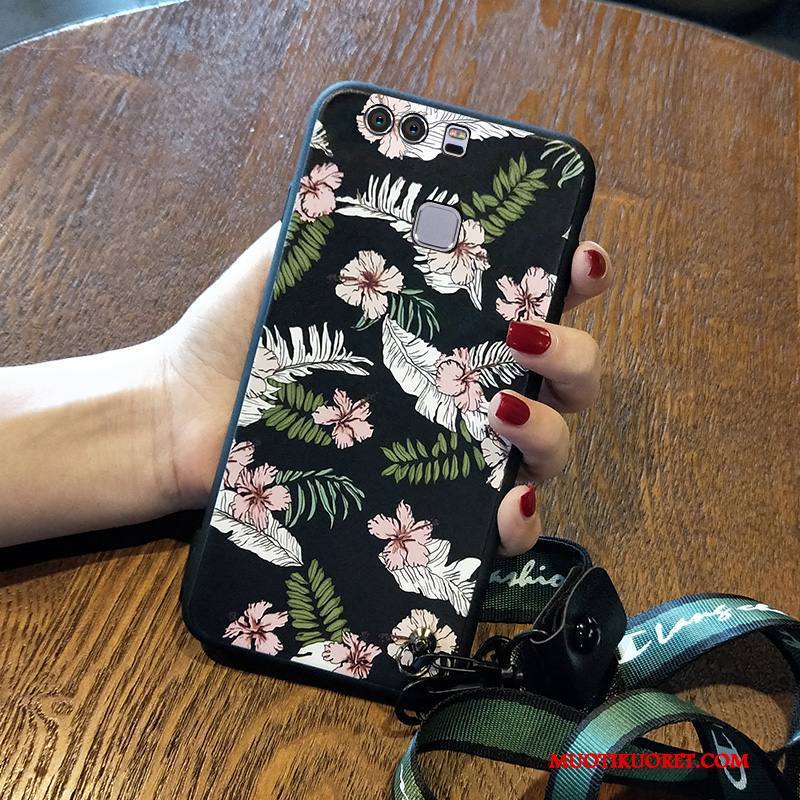 Huawei P9 Plus Kuori Silikoni Pehmeä Neste Luova Puhelimen Kuoret Murtumaton Persoonallisuus Musta