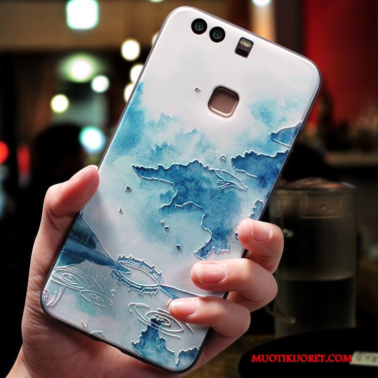 Huawei P9 Plus Kuori Suojaus Pehmeä Neste Persoonallisuus Luova Kotelo Kiinalainen Tyyli Vaaleansininen