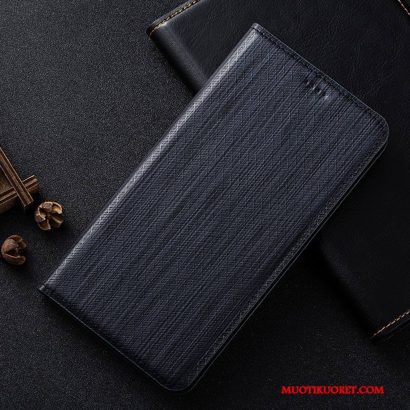 Huawei Y6 Pro 2017 Kuori Suojaus Pleedi Kuoret Sininen Aito Nahka Puhelimen Kotelo