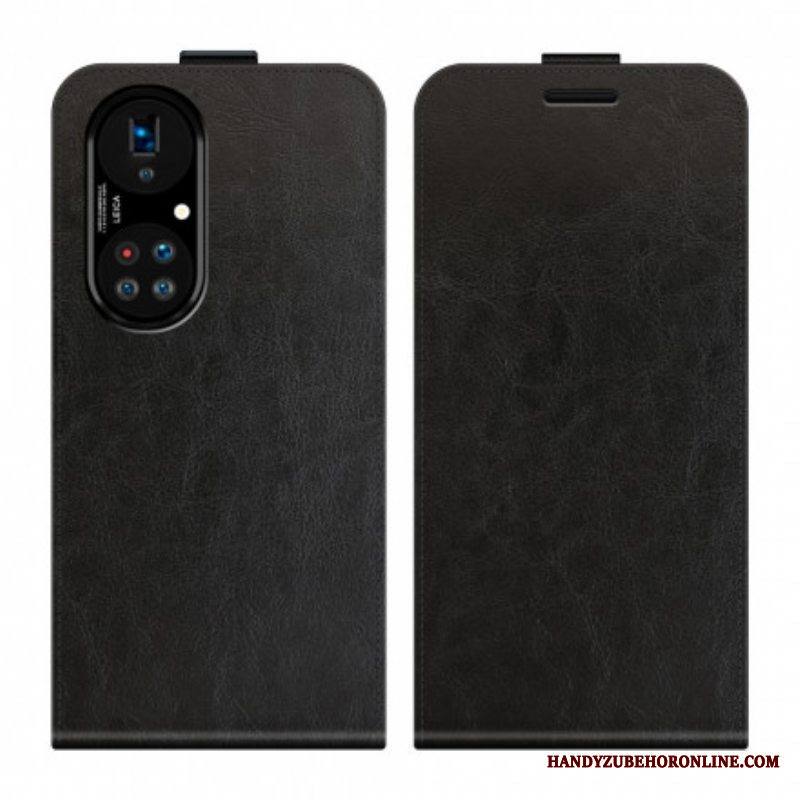 Kotelot Huawei P50 Pro Pystysuora Läppä Nahkaefekti