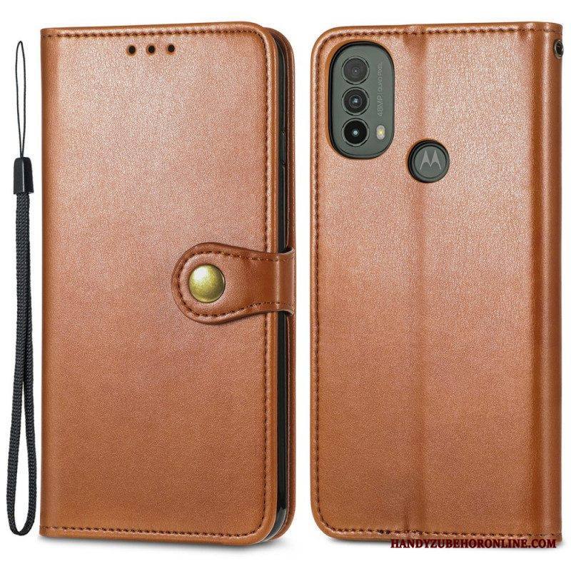 Kotelot Moto E40 / E30 / E20 Keinonahkaa Ja Vintage-lukko