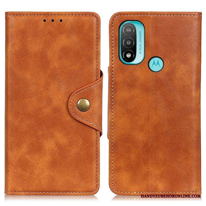Kotelot Moto E40 / E30 / E20 Vintage Keinonahka Ja Nappi