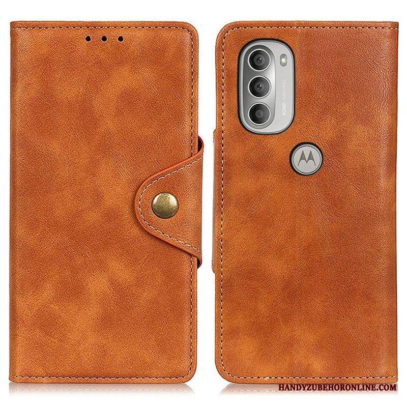 Kotelot Moto G51 5G Vintage Keinonahka Ja Nappi