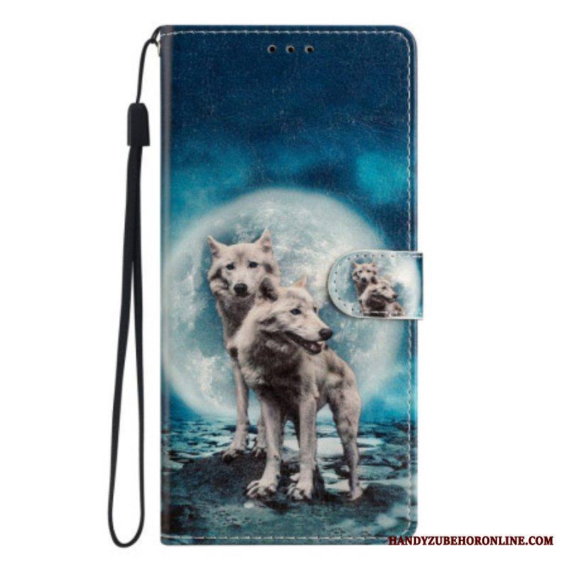 Kotelot Moto G73 5G Suojaketju Kuori Hihnalliset Moonlit Wolves