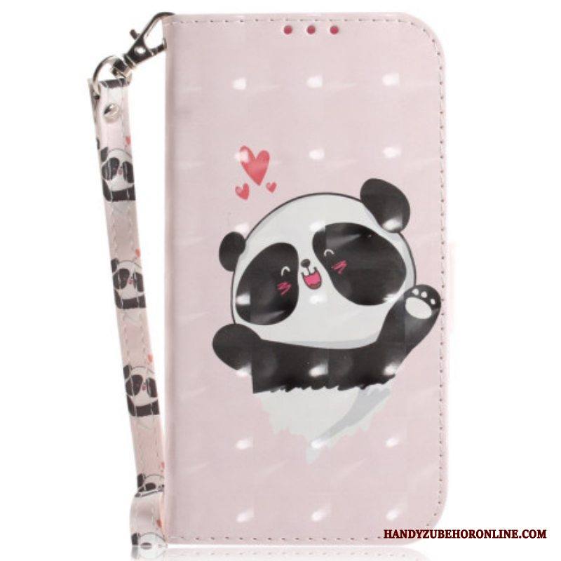Kotelot Moto G73 5G Suojaketju Kuori Panda Love With Lanyard