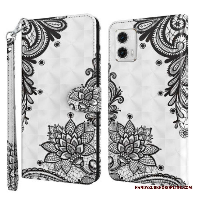 Kotelot Moto G73 5G Suojaketju Kuori Strappy Pitsi