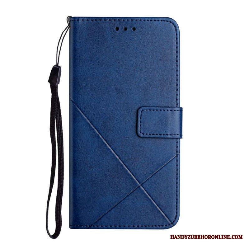 Kotelot Samsung Galaxy A14 / A14 5G Suojaketju Kuori Strappy Geometric Leather Style