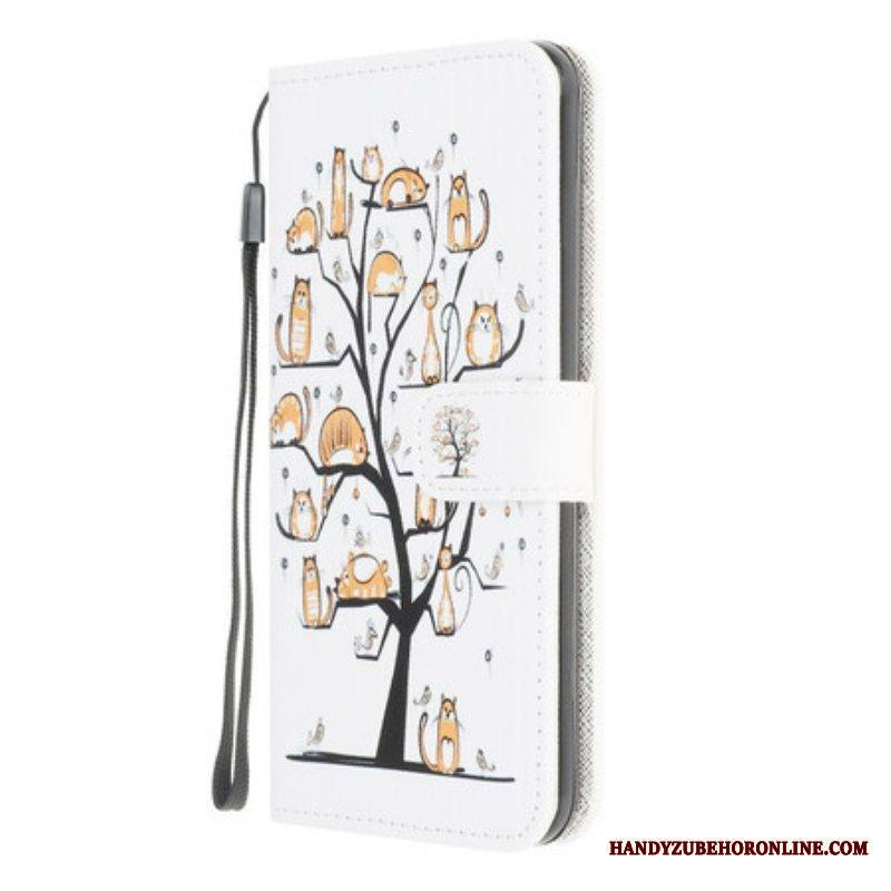 Kotelot Samsung Galaxy A42 5G Suojaketju Kuori Funky Cats Hihnalla