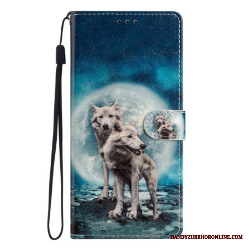Kotelot Samsung Galaxy A53 5G Moonlight Wolves Kaulanauhalla