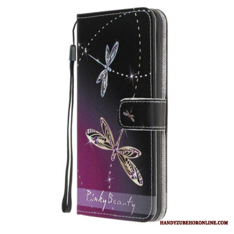 Kotelot Samsung Galaxy M12 / A12 Suojaketju Kuori Strappy Dragonflies