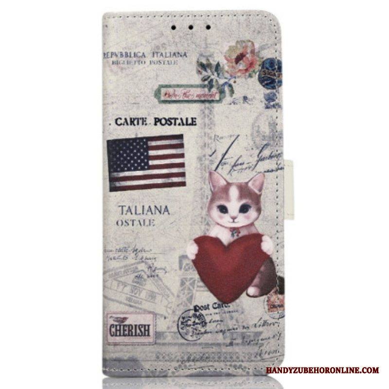 Kotelot Samsung Galaxy M13 Traveller Cat