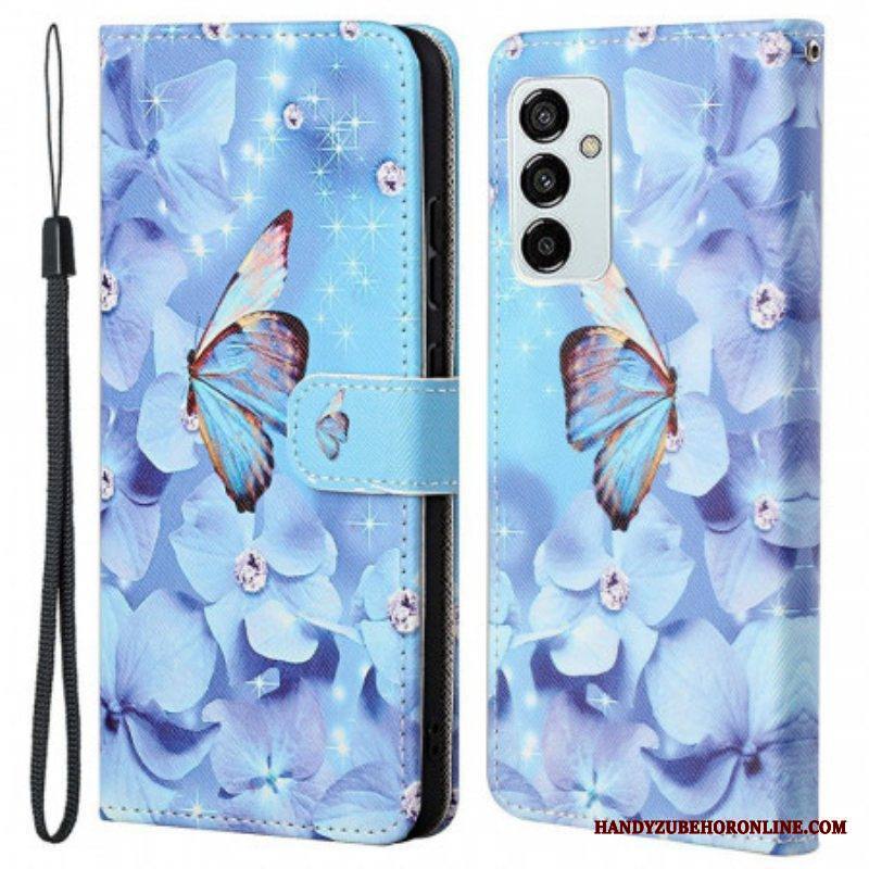Kotelot Samsung Galaxy M53 5G Suojaketju Kuori Stringit Perhoset