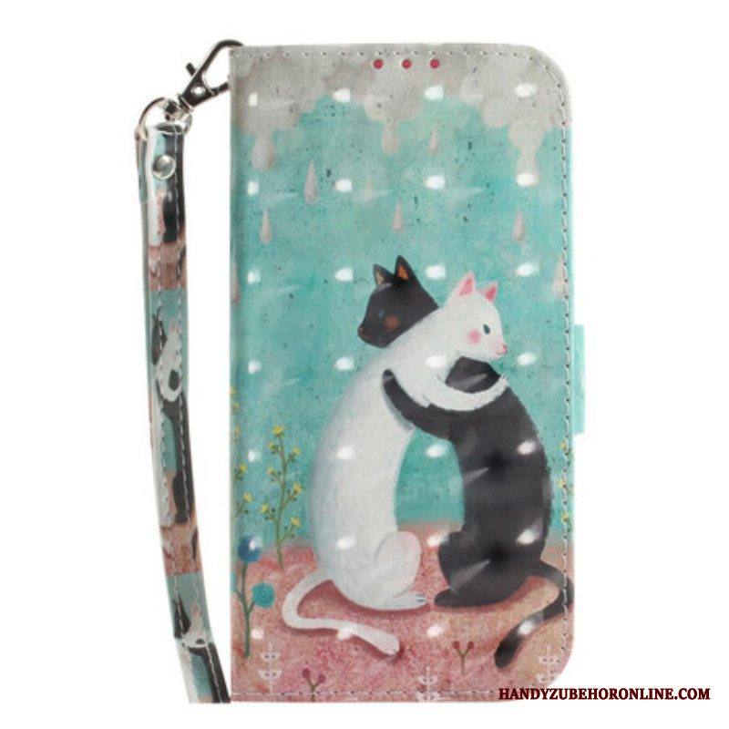 Kotelot Samsung Galaxy S21 FE Suojaketju Kuori Strappy Cat Ystävät