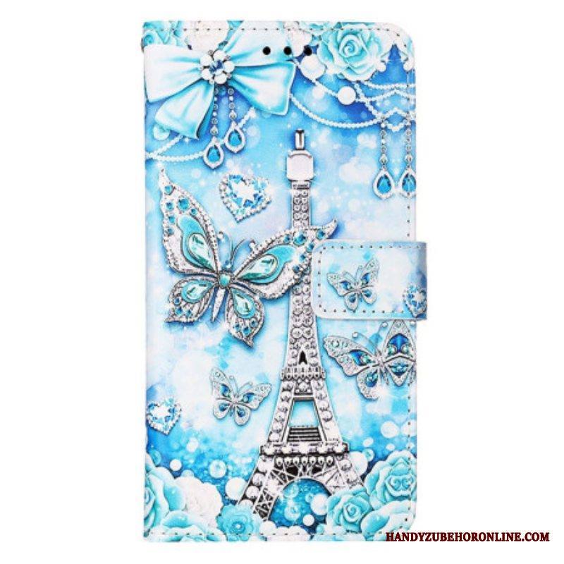 Kotelot Samsung Galaxy S23 Ultra 5G Suojaketju Kuori Eiffel-tornin Perhoshihna