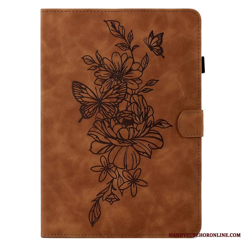 Kotelot Samsung Galaxy Tab S11 Mokkanahkainen Kukka- Ja Perhoskuvio