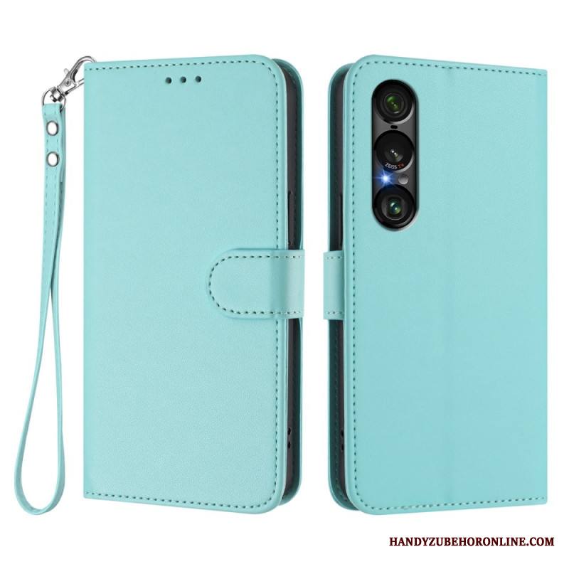 Kotelot Sony Xperia 1 Vii Nahkaefekti Ja Nauha Suojakuori