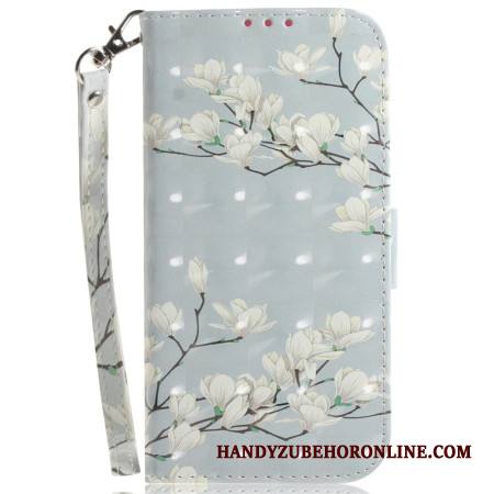 Kotelot Sony Xperia 10 Vii Valkoiset Magnoliat -hihnakorko