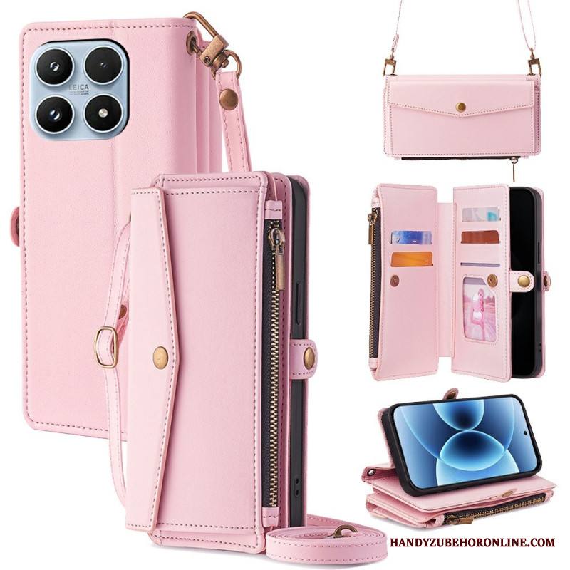 Kotelot Xiaomi 17 Lompakko Olkahihnalla Ja Nauhalla