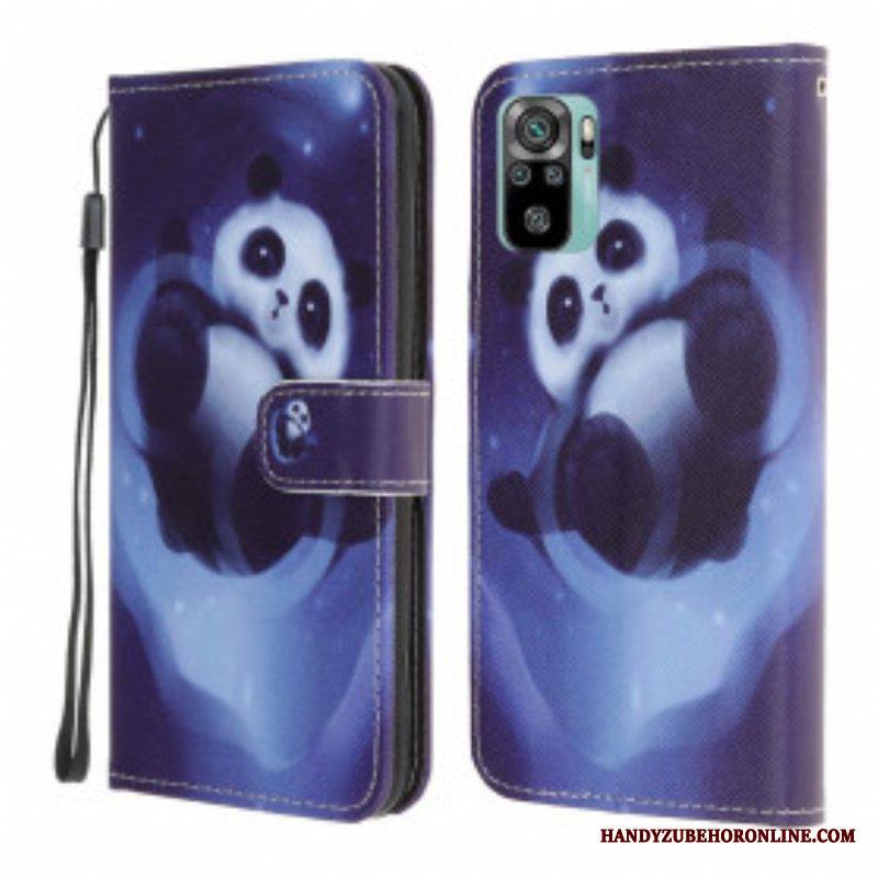 Kotelot Xiaomi Redmi Note 10 / 10S Suojaketju Kuori Space Panda Kaulanauhalla