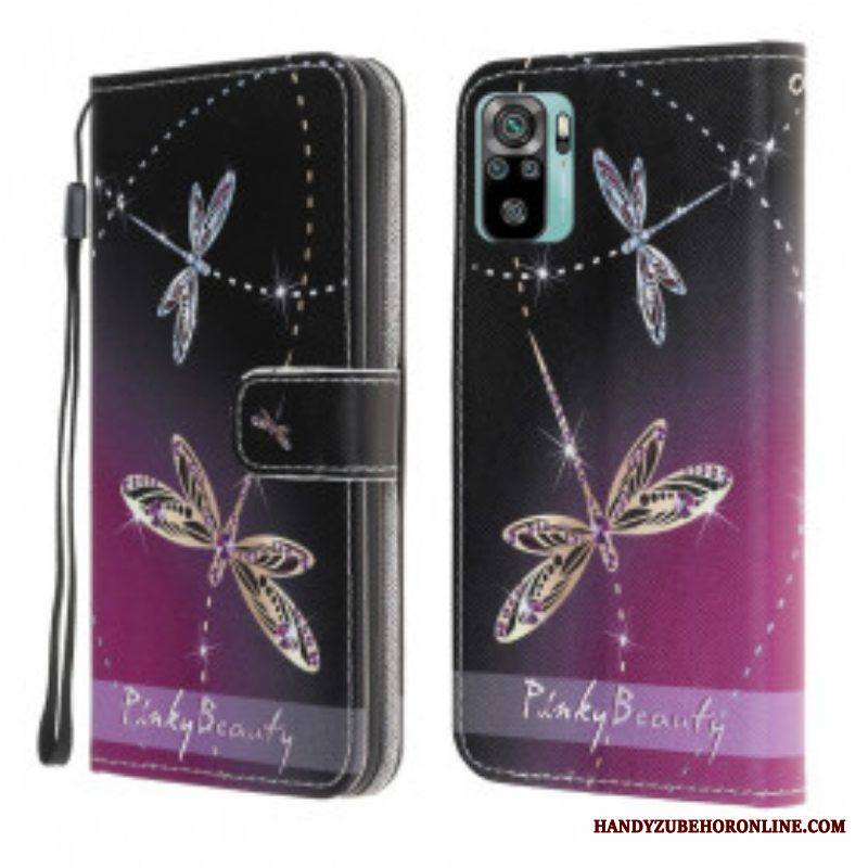 Kotelot Xiaomi Redmi Note 10 / 10S Suojaketju Kuori Strappy Dragonflies