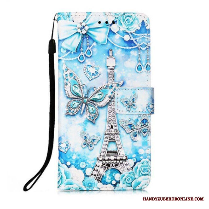 Kotelot iPhone 13 Mini Suojaketju Kuori Eiffel-tornin Perhoshihna