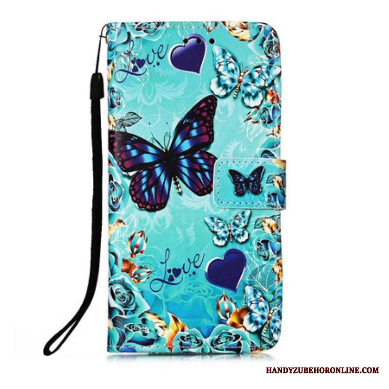 Kotelot iPhone 13 Mini Suojaketju Kuori Love Butterflies Strappy