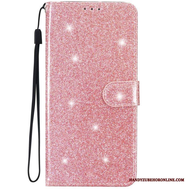 Kotelot iPhone 15 Plus Suojaketju Kuori Glitter-efekti Hihnalla