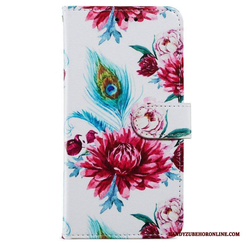 Kotelot iPhone 15 Plus Suojaketju Kuori Kukkia Hihnalla
