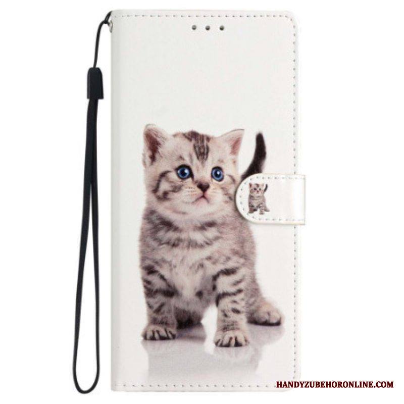 Kotelot iPhone 15 Plus Suojaketju Kuori Pieni Kissa Hihnalla