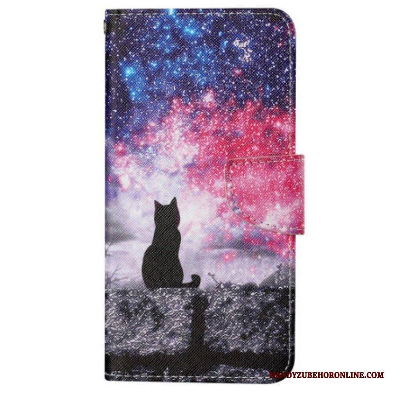 Kotelot iPhone 15 Suojaketju Kuori Moonlight Cat Hihnalla