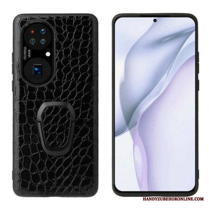 Kuori Huawei P50 Pro Crocodile Style Ring-kiinnike
