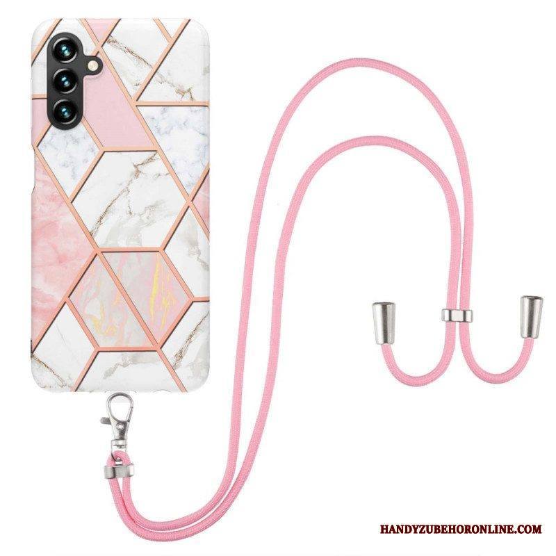 Kuori Samsung Galaxy A13 5G / A04s Kiristysnyörillä Marmoristyylinen Kiristysnyöri