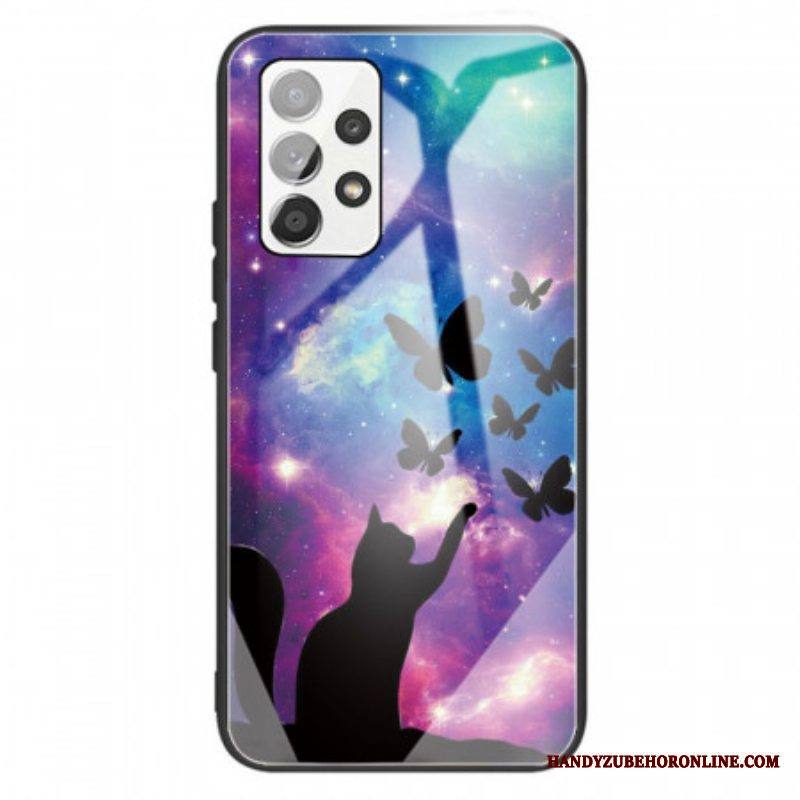 Kuori Samsung Galaxy A13 Karkaistu Lasi Kissa Ja Perhosia