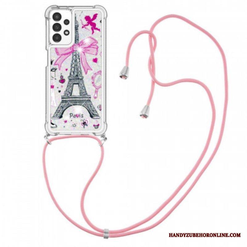 Kuori Samsung Galaxy A13 Kiristysnyörillä Cordon Eiffel Towerissa