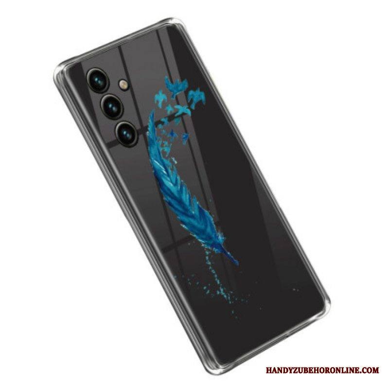 Kuori Samsung Galaxy A14 / A14 5G Läpinäkyvä Sininen Sulka