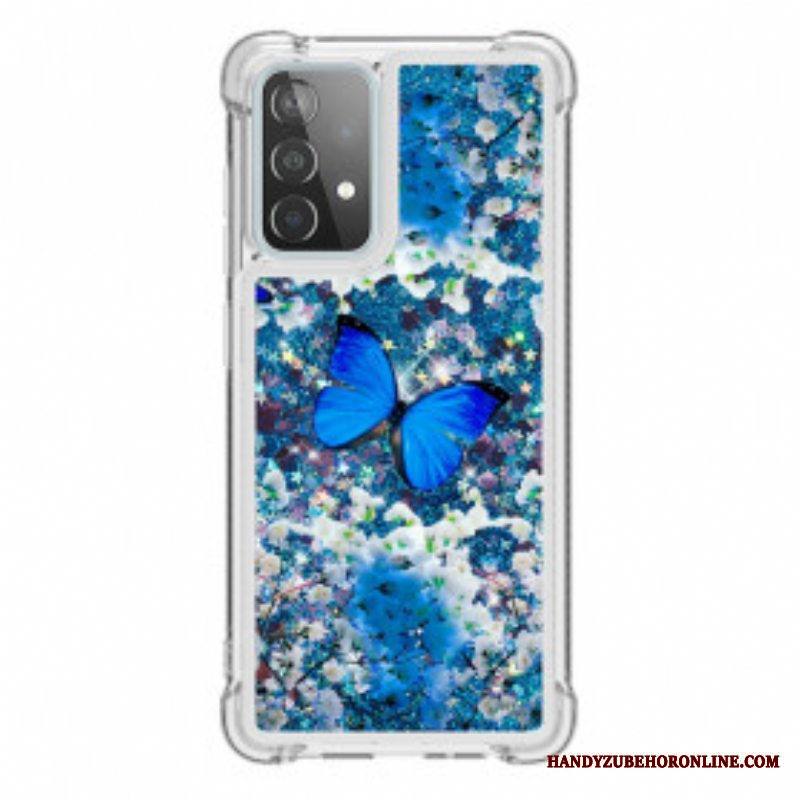 Kuori Samsung Galaxy A52 4G / A52 5G / A52s 5G Glitter Blue Perhoset