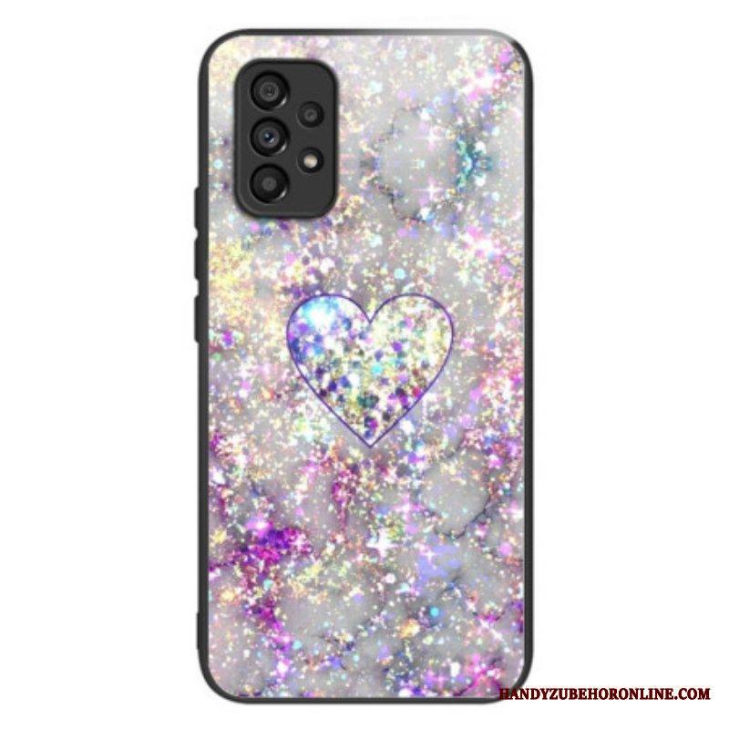 Kuori Samsung Galaxy A53 5G Glitter Heart Karkaistu Lasi
