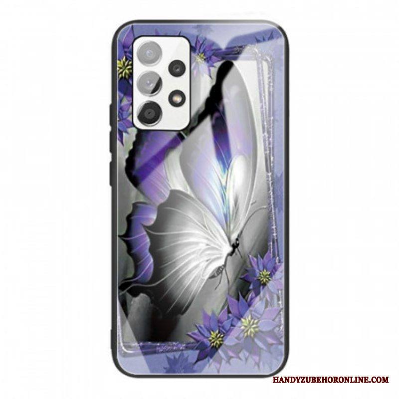 Kuori Samsung Galaxy A53 5G Purple Butterfly Karkaistu Lasi