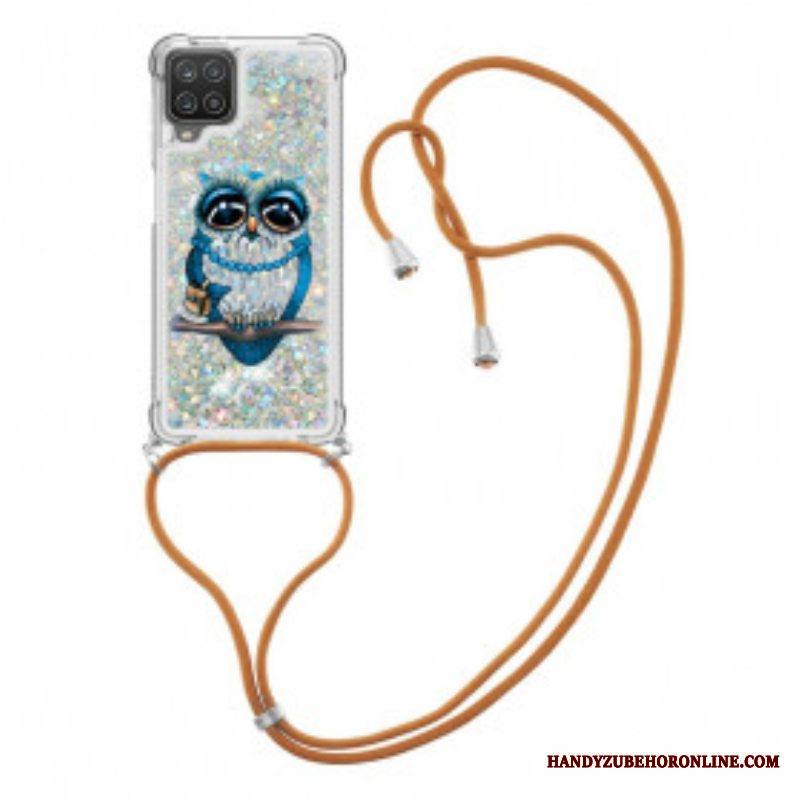 Kuori Samsung Galaxy M12 / A12 Kiristysnyörillä Paljetti Kiristysnyöri Miss Owl