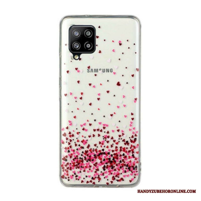 Kuori Samsung Galaxy M12 / A12 Saumaton Useita Punaisia Sydämiä