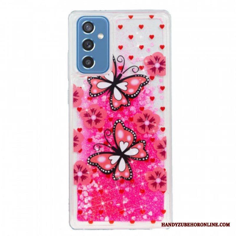 Kuori Samsung Galaxy M52 5G Vaaleanpunaiset Perhoset