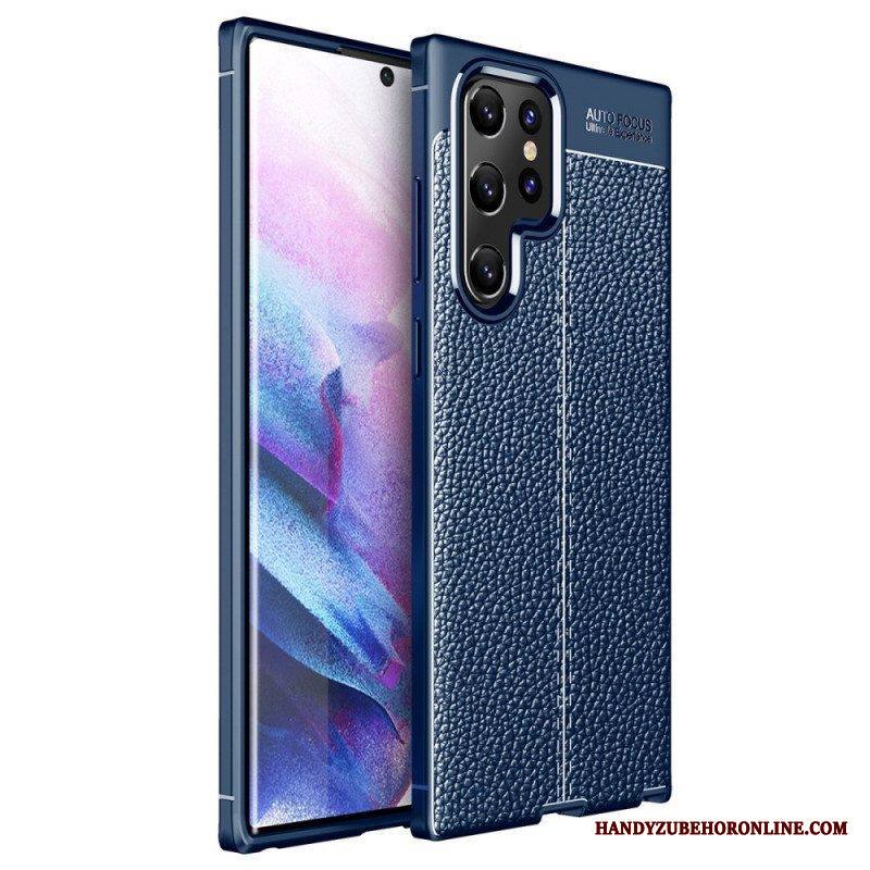 Kuori Samsung Galaxy S22 Ultra 5G Kaksilinjainen Litsi-nahkaefekti