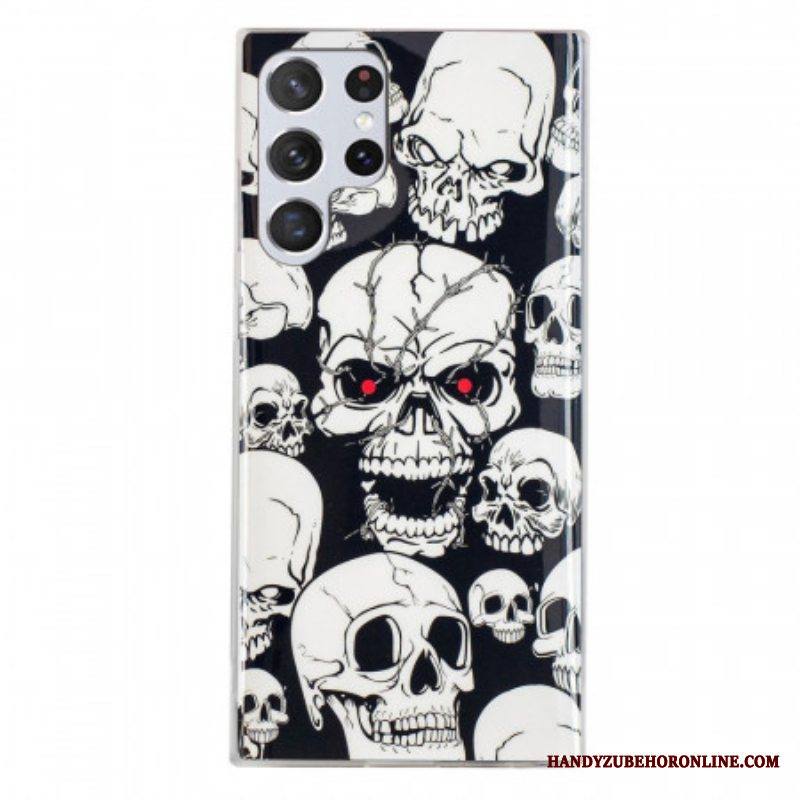 Kuori Samsung Galaxy S22 Ultra 5G Varoitus Fluoresoivat Kallot