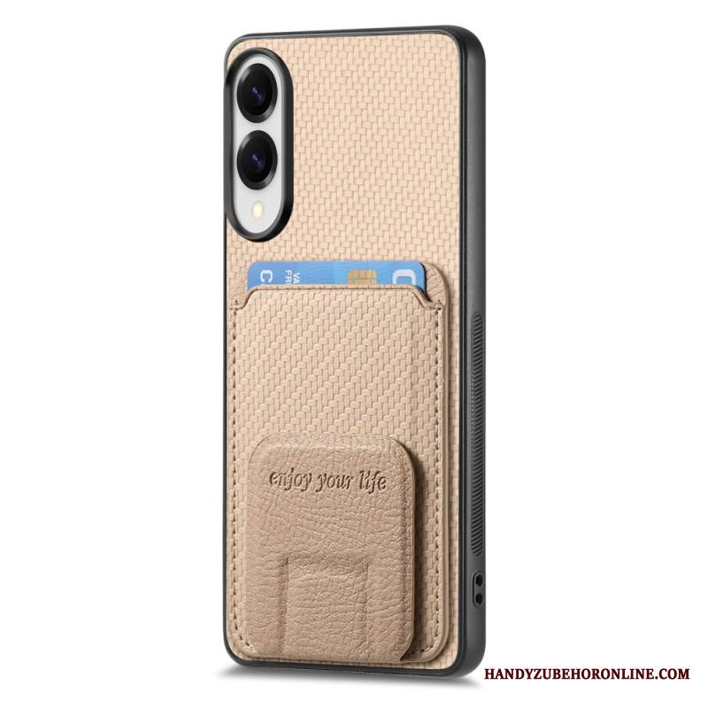 Kuori Samsung Galaxy S25 5g Edge Hiilikuitutekstuurilla Varustettu Korttikotelo Ja Integroitu Jalusta