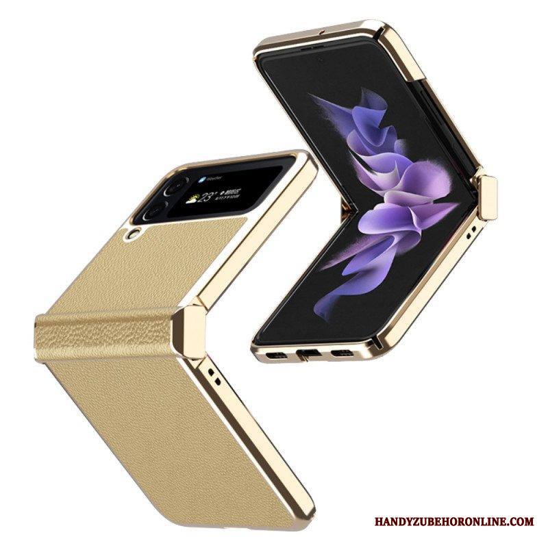 Kuori Samsung Galaxy Z Flip 4 Kotelot Flip Litchi Nahkaiset Metallireunat