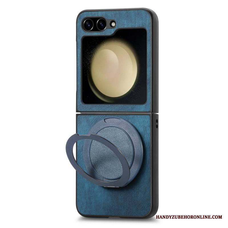 Kuori Samsung Galaxy Z Flip 7 Fe Mokkanahkaefekti Pyörivällä Jalustalla