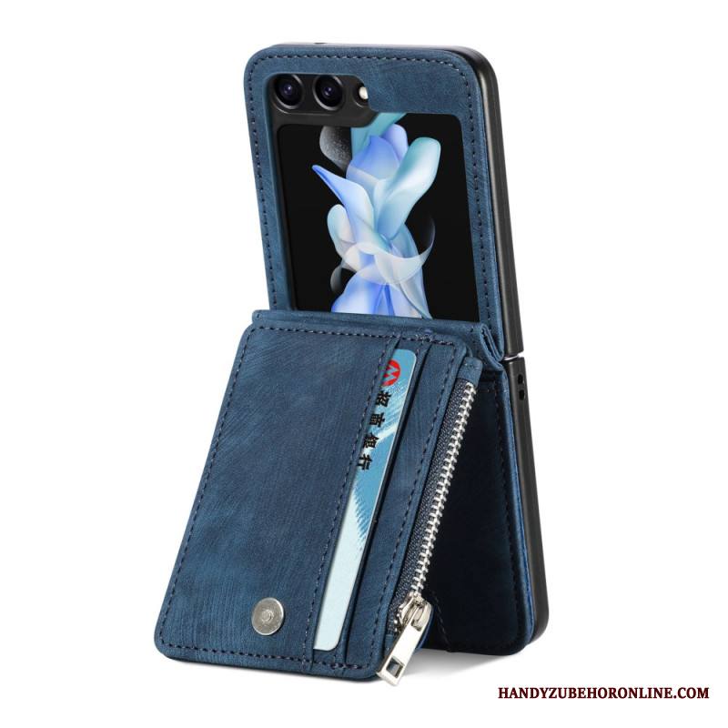Kuori Samsung Galaxy Z Flip 7 Fe Retro Jalusta Ja Vetoketjullinen Korttipidike