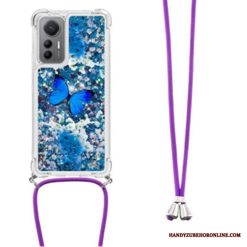 Kuori Xiaomi 12 Lite Kiristysnyörillä Kiristysnyöri Paljettiperhosia